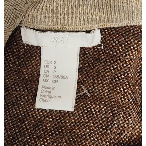 H&M Leopard Animal Print Round Neck Long Sleeve Brown Knit Sweater Size Small - Picture 7 of 8